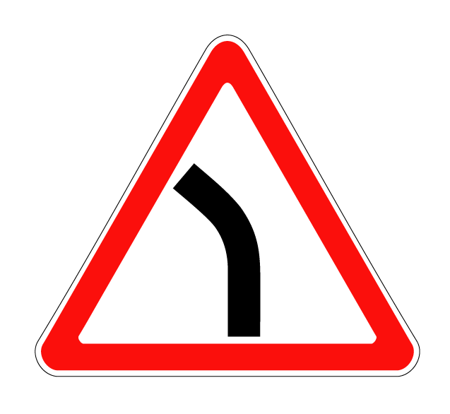 Купить Купить дорожный знак 1.11.2 — Опасный поворот (левый)