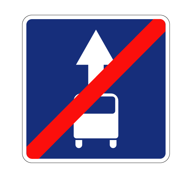 Купить дорожный знак 5.14.1 — конец полосы для маршрутных транспортных средств