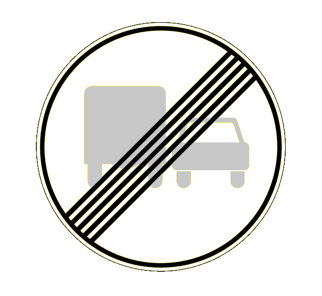 Купить дорожный знак 3.23 — Конец зоны запрещения обгона грузовым автомобилям